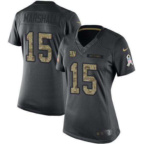 Nike Giants #15 Brandon Marshall Black Women's Stitched NFL Limited 2016 Salute to Service Jersey